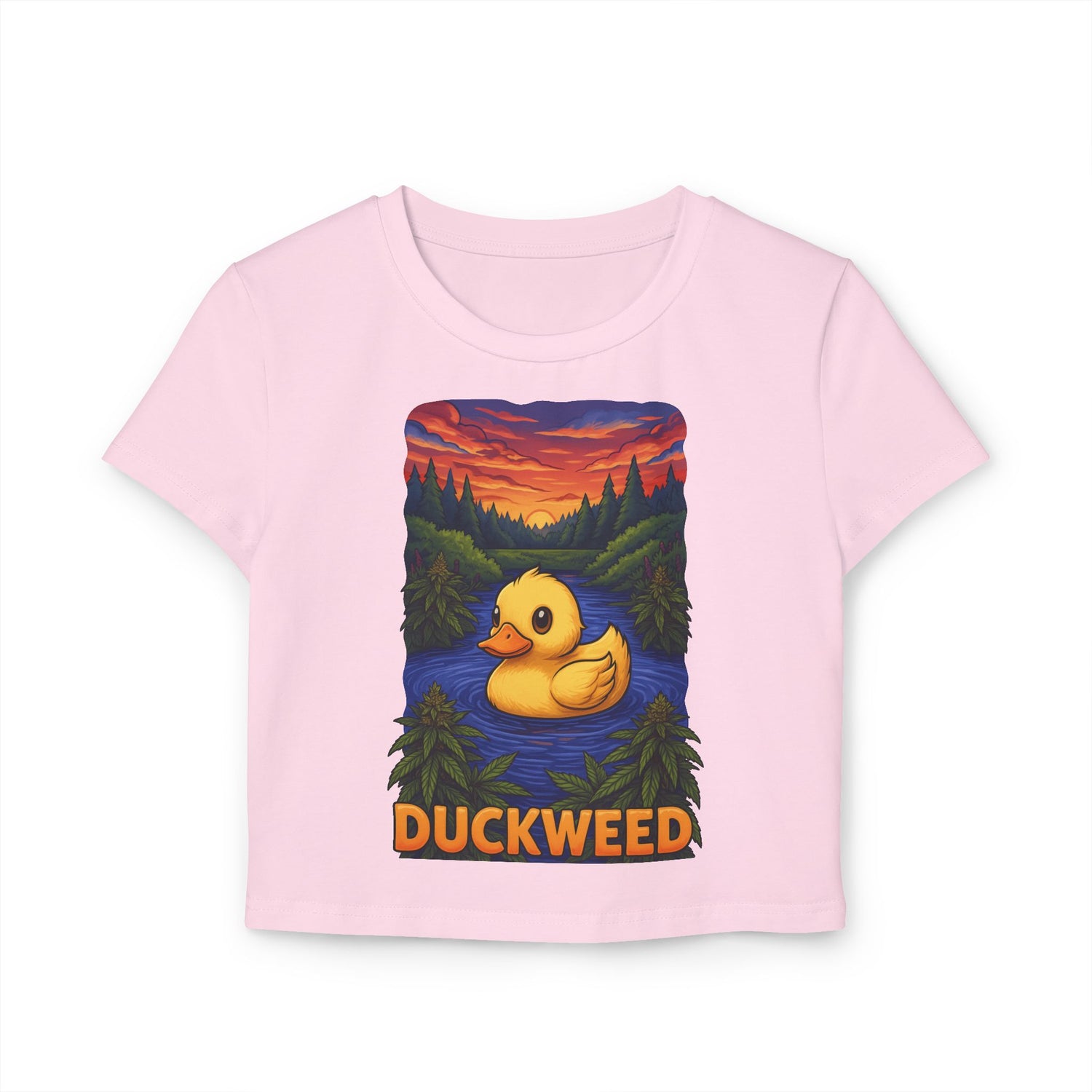 Duckweed Women's Baby Tee - Vibrant Nature Design for Casual Comfort