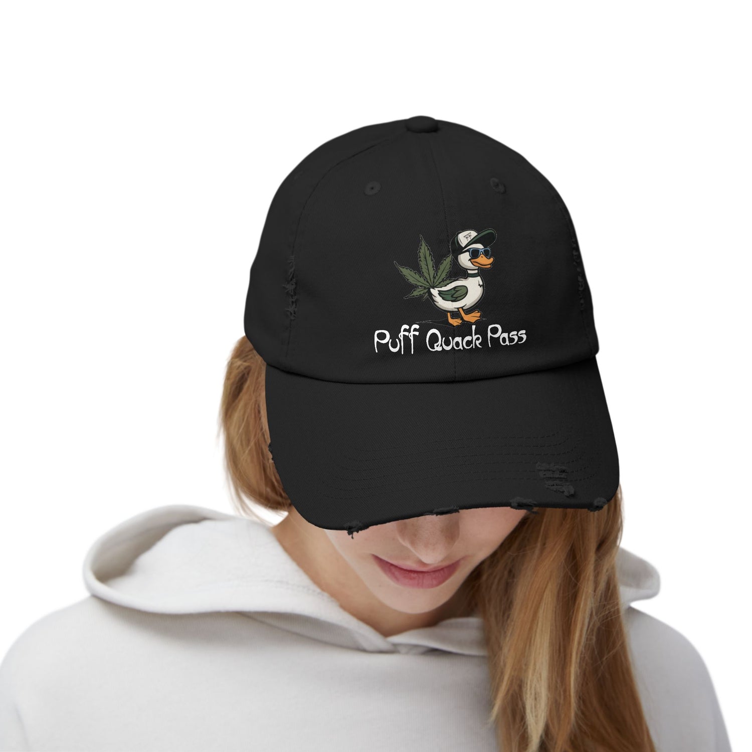 Puff Quack Pass Unisex Distressed Cap