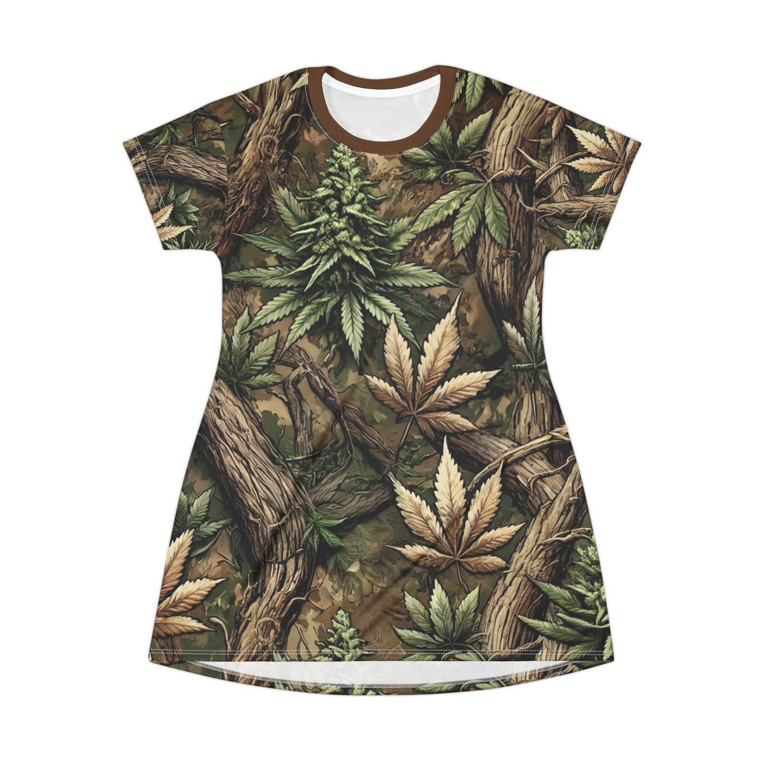 T-Shirt Dress - Forest Funk Cannabis Untamed Growth Print