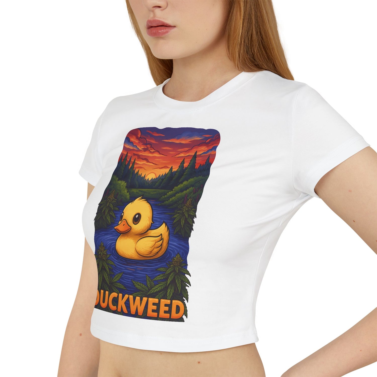 Duckweed Women's Baby Tee - Vibrant Nature Design for Casual Comfort