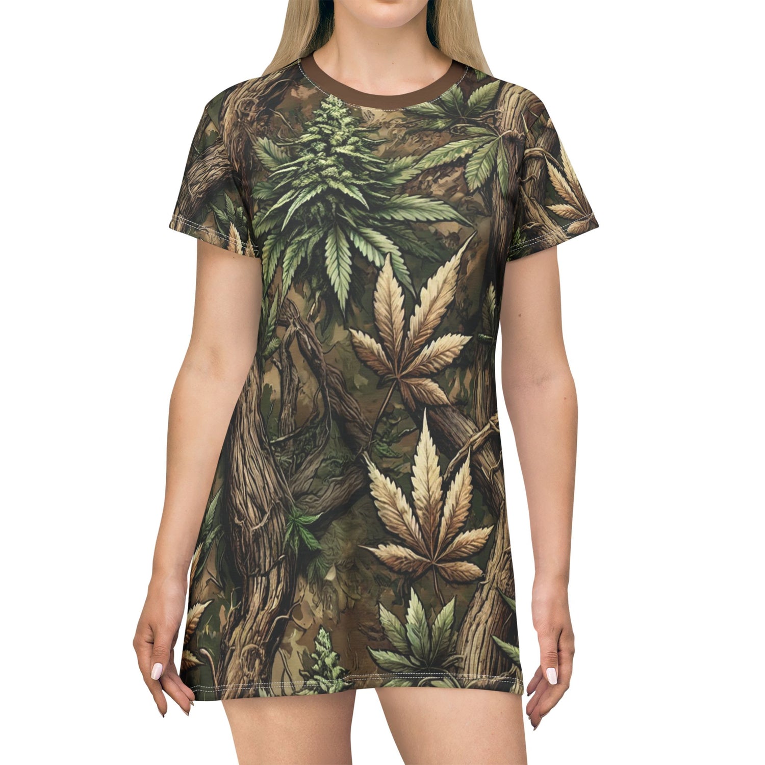 T-Shirt Dress - Forest Funk Cannabis Untamed Growth Print