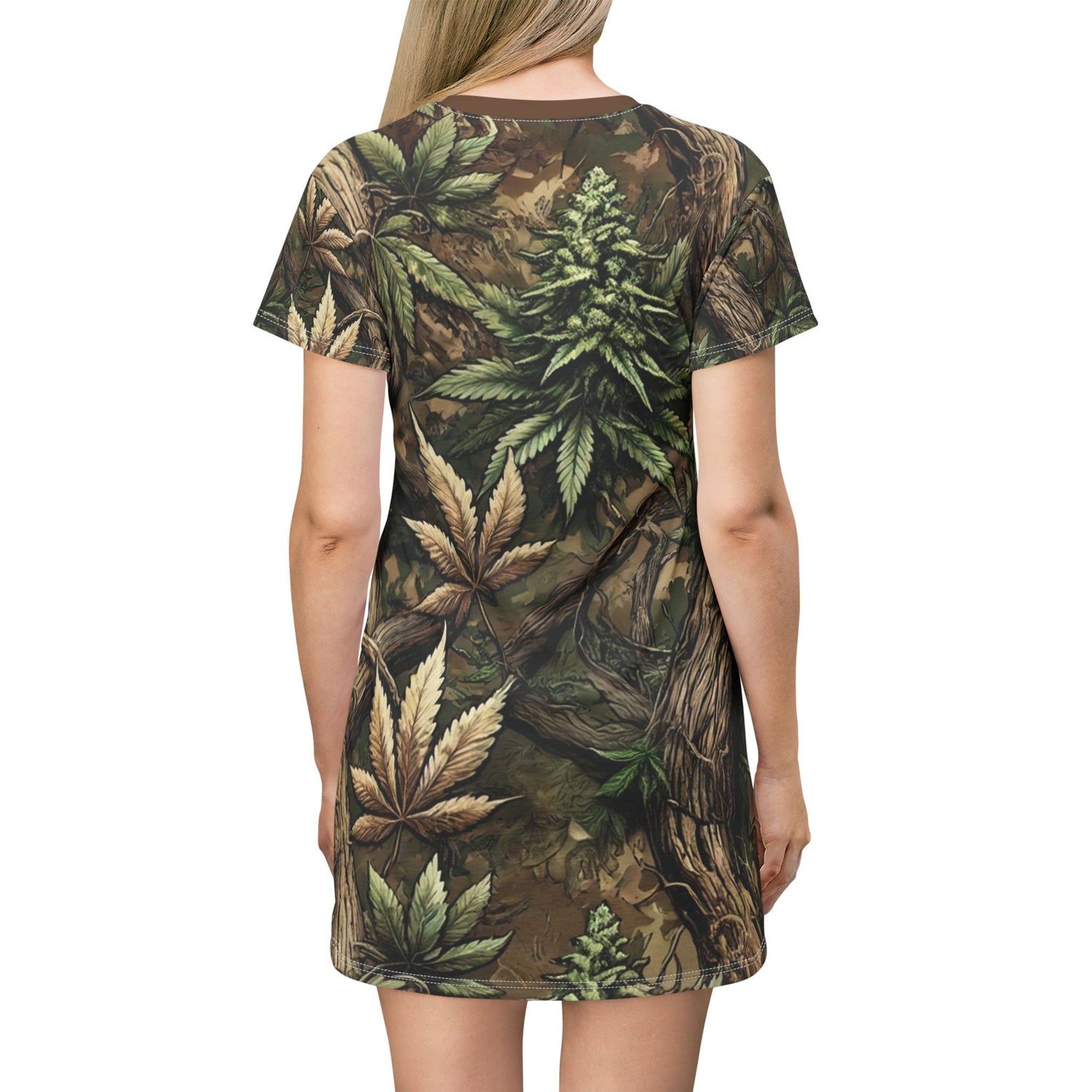 T-Shirt Dress - Forest Funk Cannabis Untamed Growth Print