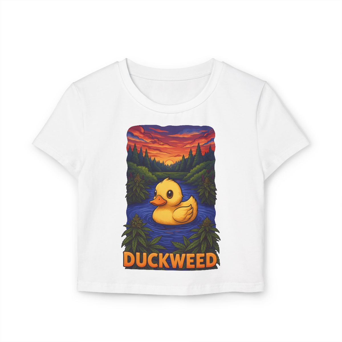Duckweed Women's Baby Tee - Vibrant Nature Design for Casual Comfort