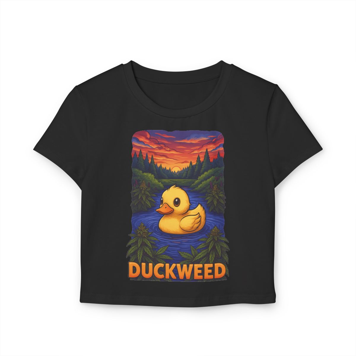 Duckweed Women's Baby Tee - Vibrant Nature Design for Casual Comfort