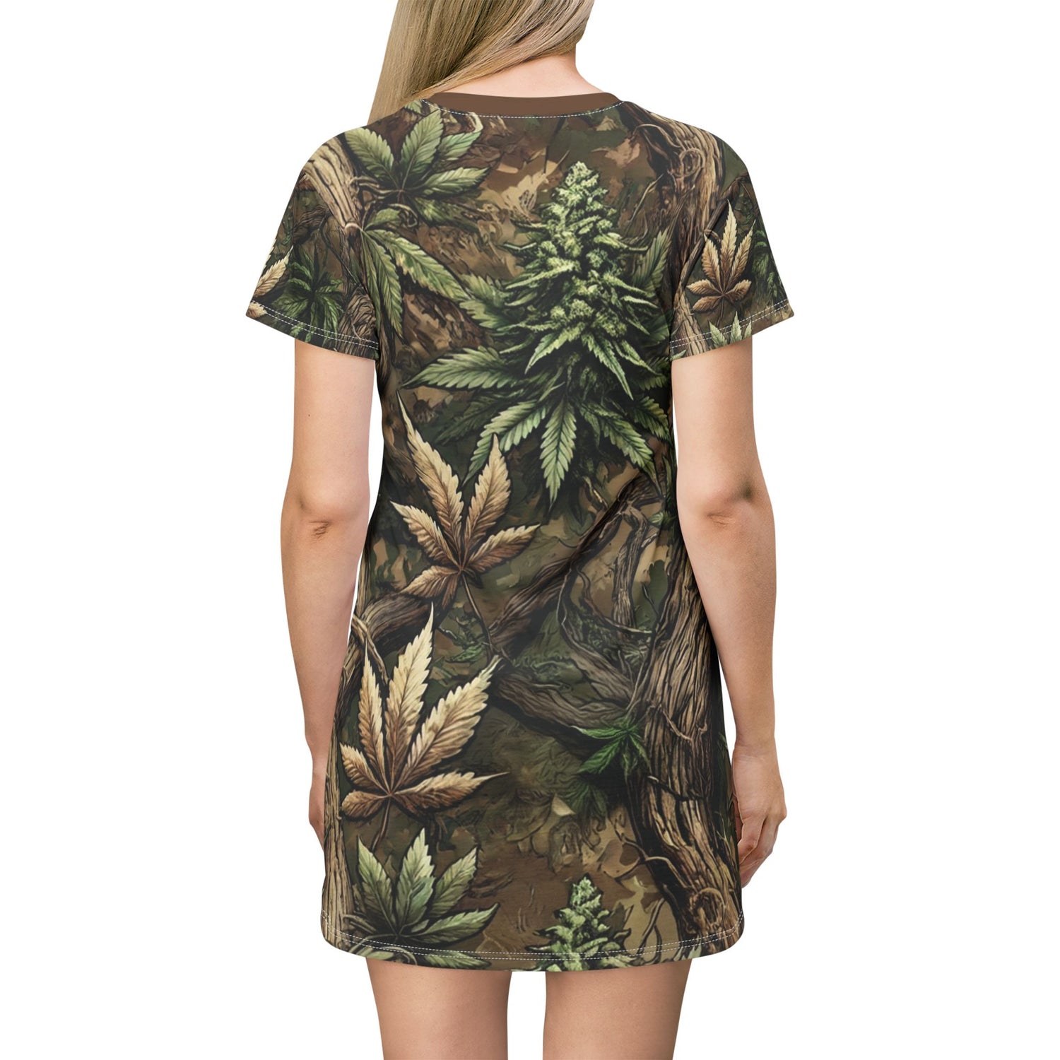 T-Shirt Dress - Forest Funk Cannabis Untamed Growth Print