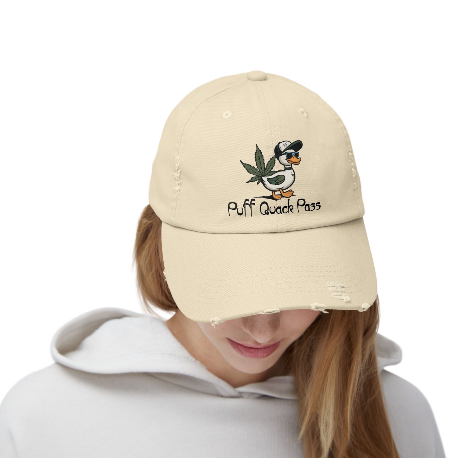 Puff Quack Pass Unisex Distressed Cap