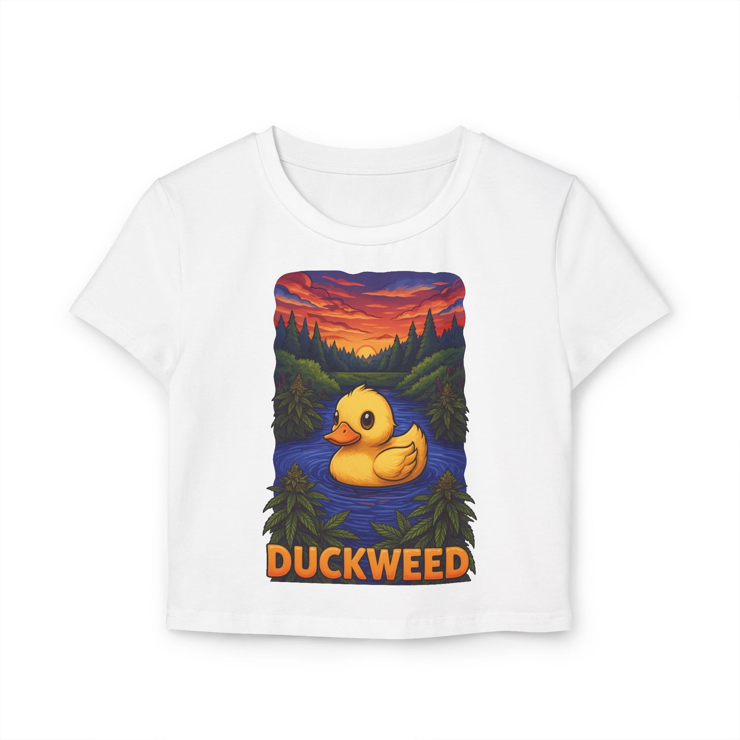 Duckweed Women's Baby Tee - Vibrant Nature Design for Casual Comfort