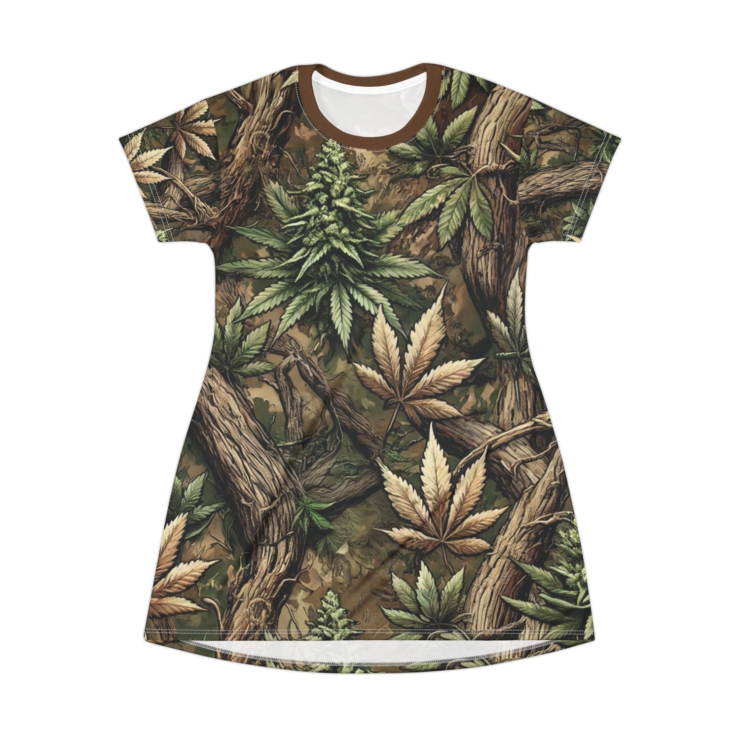 T-Shirt Dress - Forest Funk Cannabis Untamed Growth Print