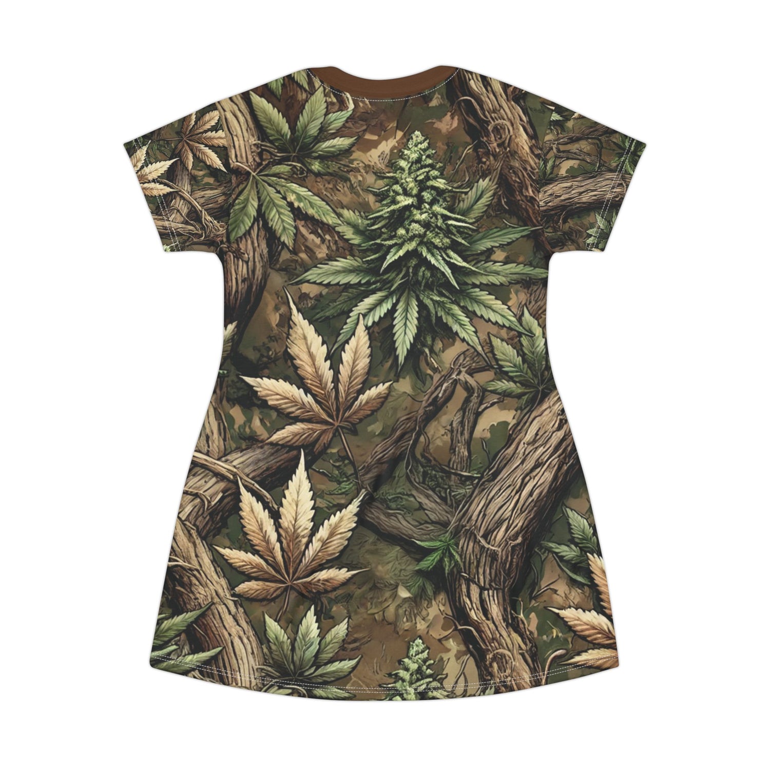 T-Shirt Dress - Forest Funk Cannabis Untamed Growth Print
