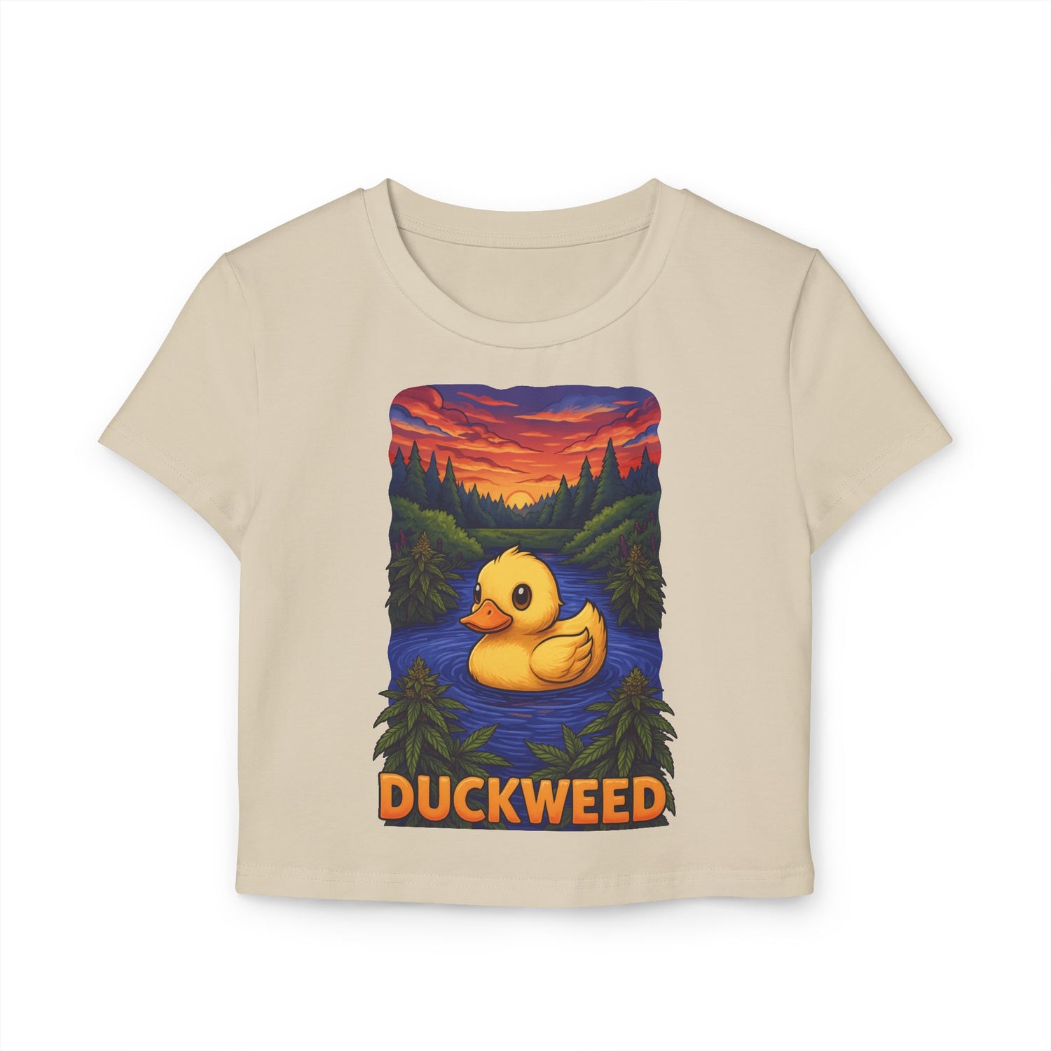 Duckweed Women's Baby Tee - Vibrant Nature Design for Casual Comfort