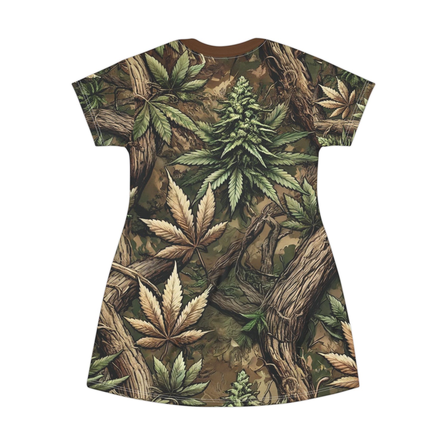 T-Shirt Dress - Forest Funk Cannabis Untamed Growth Print